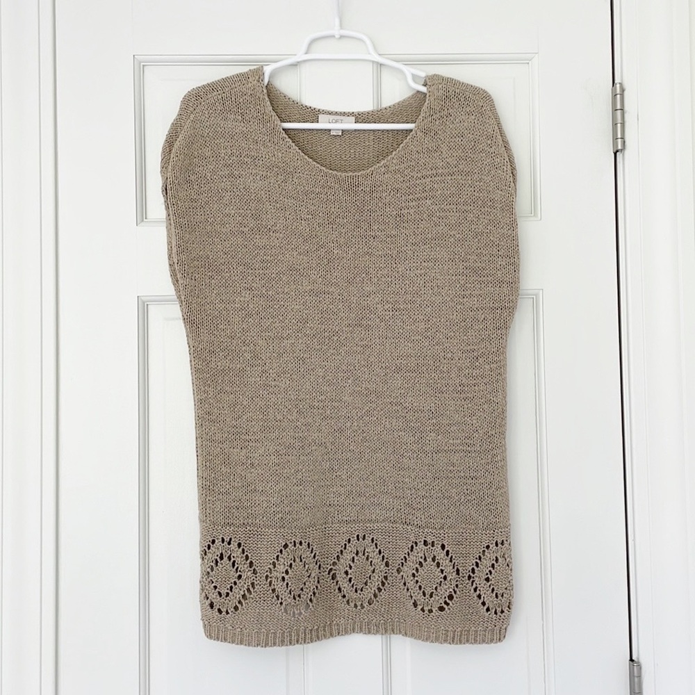 LOFT sweater size S brown tan sleeveless cotton blend